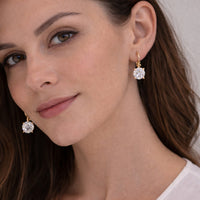 18K Gold Plated Large Round Solitaire CZ Lever-Back Drop Earrings
