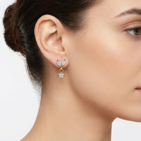 18K Gold Plated Marquise & Round CZ Butterfly Wing Drop Stud Earrings