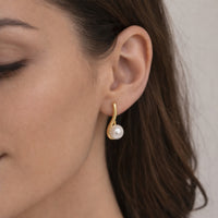18K Gold Plated Teardrop Frame Pearl Drop Stud Earrings