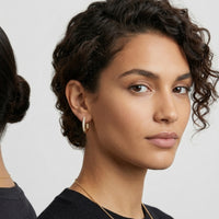 18K Gold Plated Half-Hoop CZ Pavé Stud Earrings