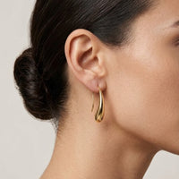18K Gold Plated Elongated Teardrop Hook Drop Earrings