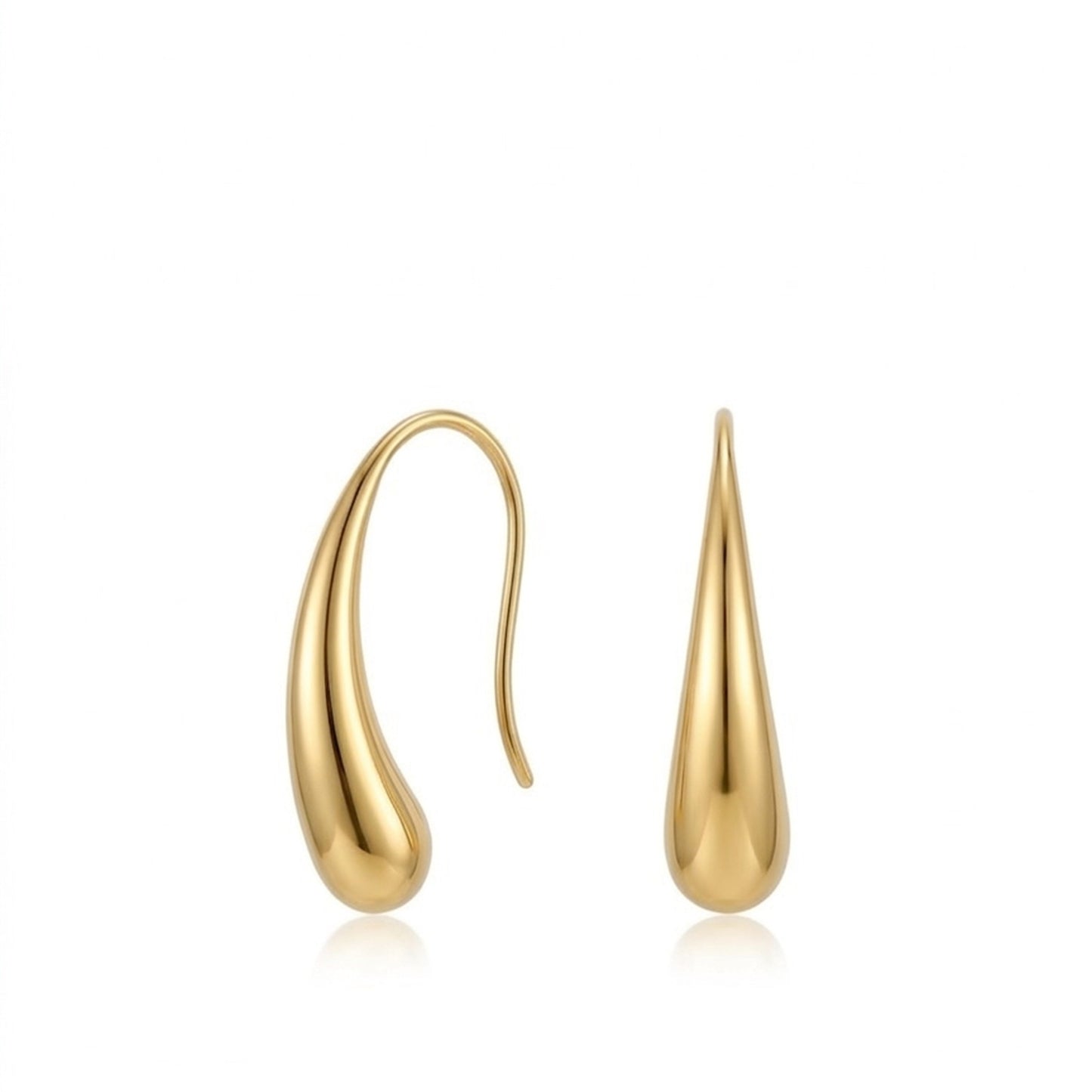 18K Gold Plated Elongated Teardrop Hook Drop Earrings