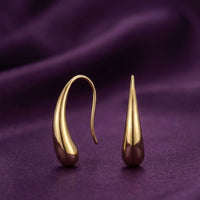 18K Gold Plated Elongated Teardrop Hook Drop Earrings