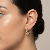 18K Gold Plated Puffy Teardrop Scattered CZ Stud Earrings
