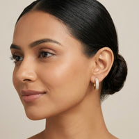 18K Gold Plated Chunky Round Huggie Full Pavé CZ Earrings