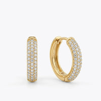 18K Gold Plated Chunky Round Huggie Full Pavé CZ Earrings