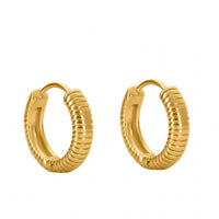 18K Gold Plated Ribbed Textured Chunky Huggie Hoop Earrings