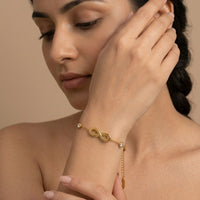 18K Gold Plated Infinity Charm CZ Station Chain Bracelet