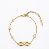 18K Gold Plated Infinity Charm CZ Station Chain Bracelet