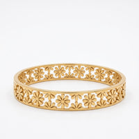 18K Gold Plated Daisy Flower Cutwork Cuff Bangle