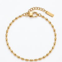 18K Gold Plated Oval Rice Bead Chain Bracelet