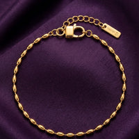 18K Gold Plated Oval Rice Bead Chain Bracelet
