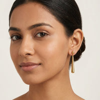 18K Gold Plated Ball Stud Elongated Cone Drop Earrings