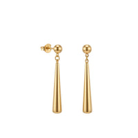 18K Gold Plated Ball Stud Elongated Cone Drop Earrings