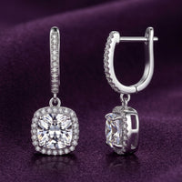 925 Sterling Silver Pear CZ Drop Huggie Hoop Earrings