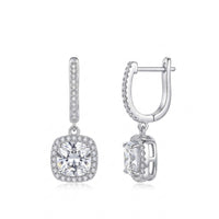 925 Sterling Silver Pear CZ Drop Huggie Hoop Earrings