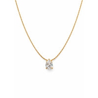 18K Gold Plated Pear CZ Solitaire Prong Pendant Necklace
