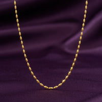 18K Gold Plated Textured Oval Rice Bead Chain Necklace
