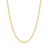18K Gold Plated Glossy Oval Bead Chain Necklace