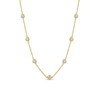 18K Gold Plated Seven CZ Bezel Station Necklace