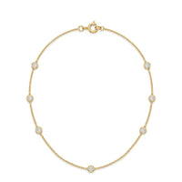 18K Gold Plated Seven CZ Bezel Station Necklace
