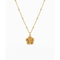 18K Gold Plated 3D Rose Flower Charm Pendant Satellite Chain Necklace