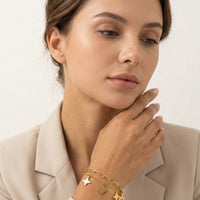 18K Gold Plated Double Layer Star & Clover Multi-Charm Bracelet