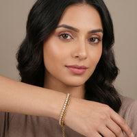 18K Gold Plated Double Layer CZ Tennis & Box Chain Bracelet