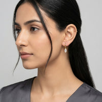 18K Gold Plated Marquise CZ Drop Huggie Earrings