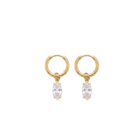 18K Gold Plated Marquise CZ Drop Huggie Earrings