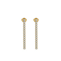 18K Gold Plated CZ Tennis Linear Drop Earrings