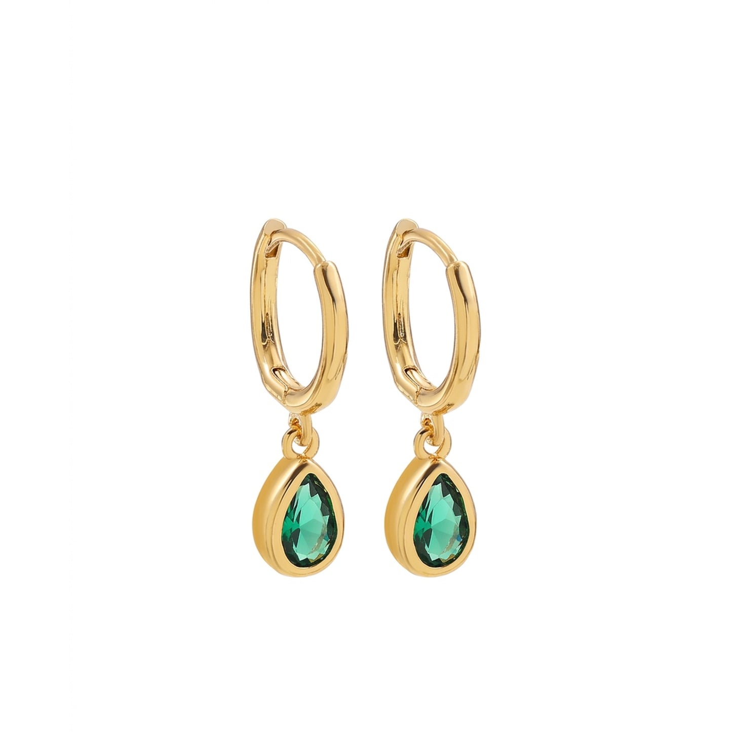 18K Gold Plated Polished Ball Leverback Drop Earrings