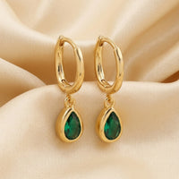 18K Gold Plated Polished Ball Leverback Drop Earrings
