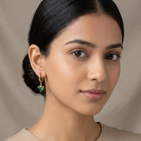 18K Gold Plated Clear Heart CZ Bezel Drop Huggie Earrings