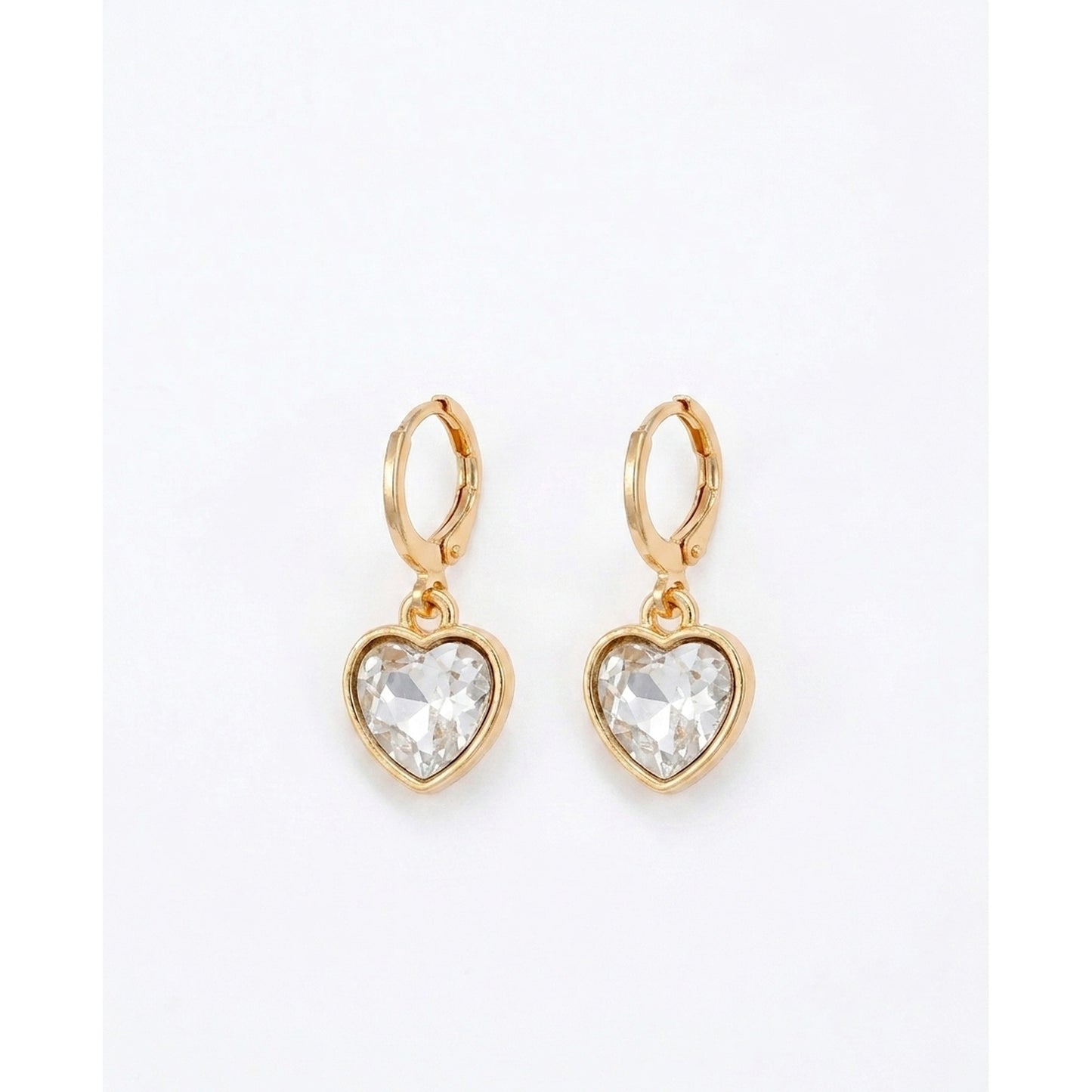 18K Gold Plated Emerald Green Teardrop CZ Bezel Drop Huggie Earrings