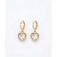 18K Gold Plated Emerald Green Teardrop CZ Bezel Drop Huggie Earrings