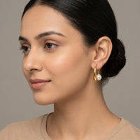 18K Gold Plated Teardrop Hook Freshwater Pearl Earrings