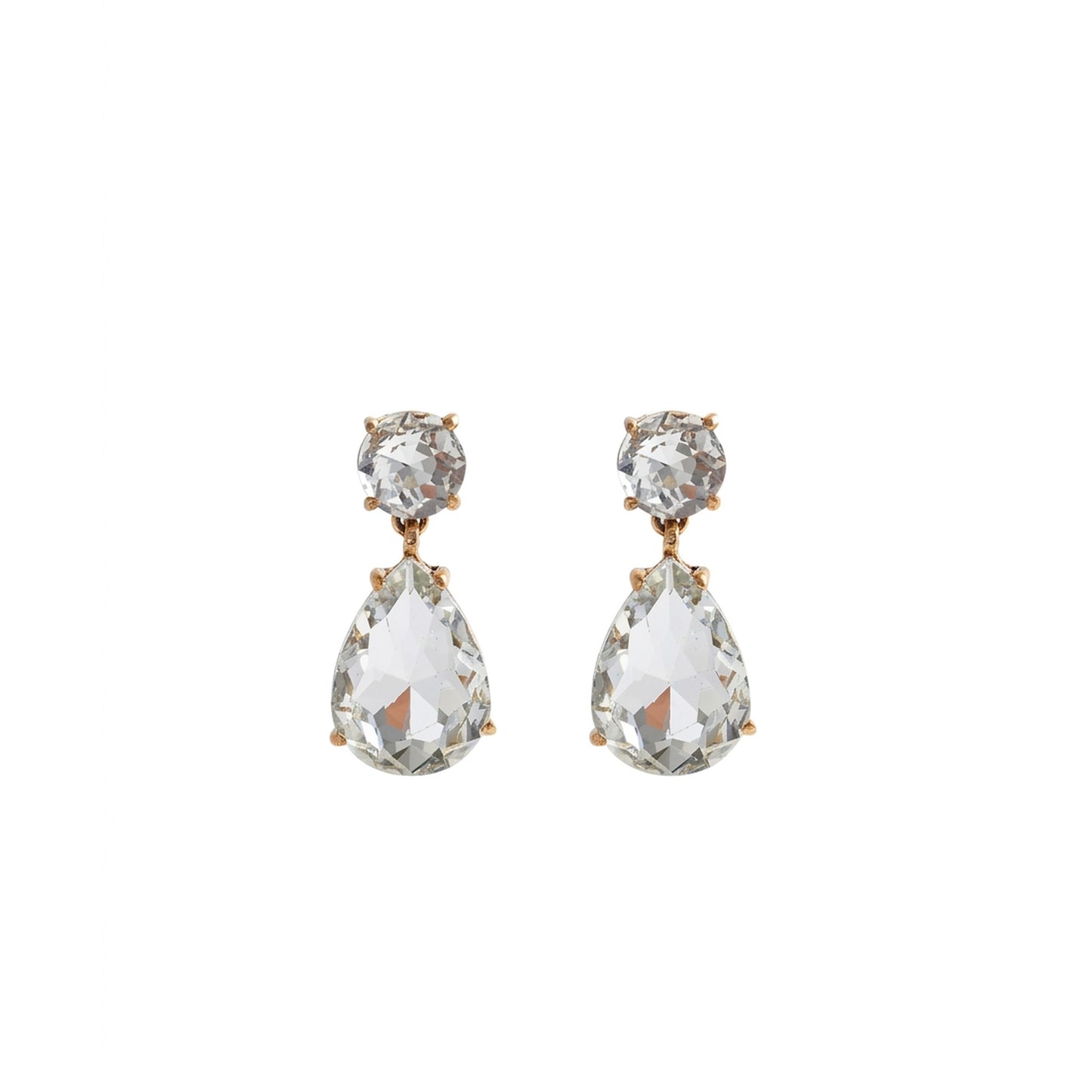 18K Rose Gold Plated Clear Crystal Round & Pear CZ Statement Drop Earrings