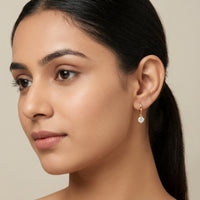 18K Gold Plated Round CZ Solitaire Drop Huggie Earrings