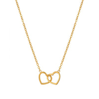 18K Gold Plated Interlocked Double Heart Necklace