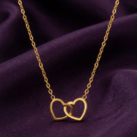 18K Gold Plated Interlocked Double Heart Necklace