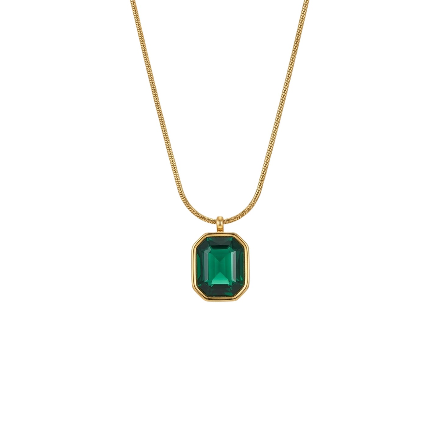 18K Gold Plated Emerald Green Crystal Pendant Necklace