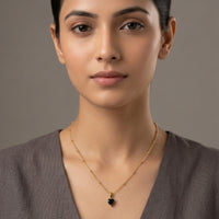 18K Gold Plated Black Heart CZ Pendant Necklace