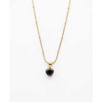 18K Gold Plated Black Heart CZ Pendant Necklace
