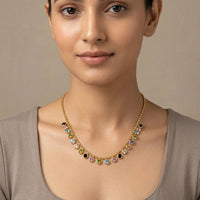 18K Gold Plated Multicolour Crystal Charm Necklace