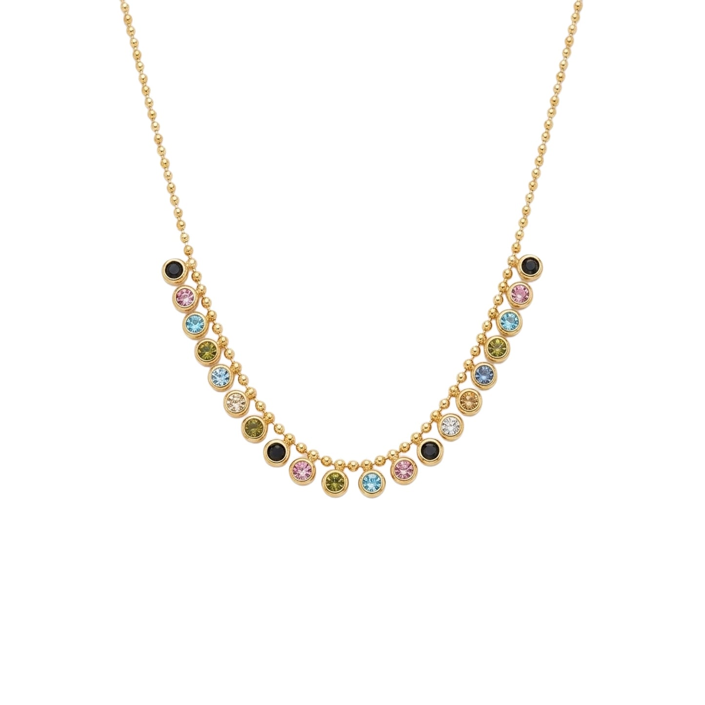 18K Gold Plated Multicolour Crystal Charm Necklace