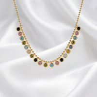 18K Gold Plated Multicolour Crystal Charm Necklace