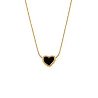 18K Gold Plated Black Onyx Heart Slider Necklace