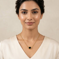 18K Gold Plated Black Onyx Heart Slider Necklace