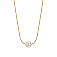 18K Gold Plated Floating Pearl Tube Chain Necklace